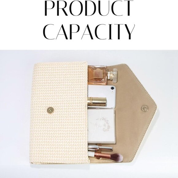 Beige Straw Daisy Flower Evening Clutch with Multi-Way Carry - Picture 6 of 6